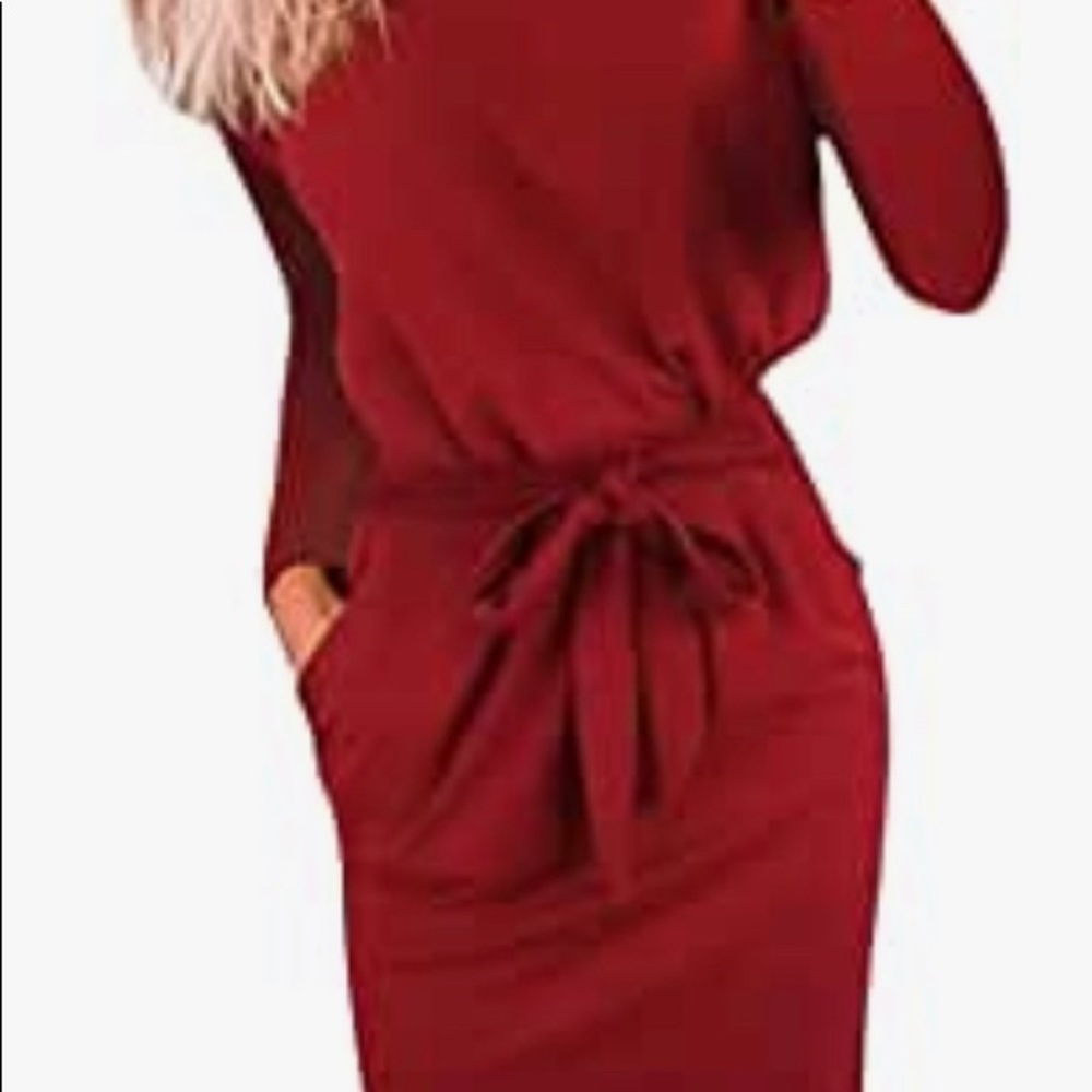 Long Sleeve Bodycon Sheath Belted Dress w/ Pockets